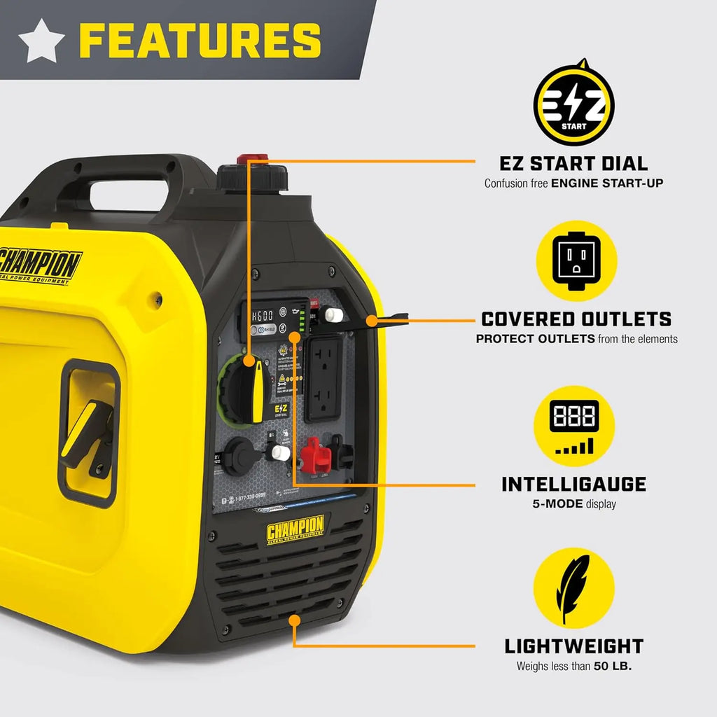 2500-Watt Ultralight Portable Inverter Generator with Quiet Technology and Free 3-Year Warranty