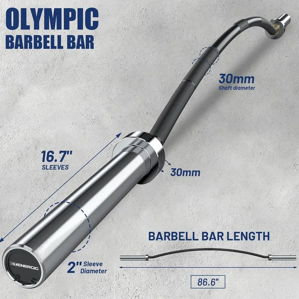 7ft Curved Barbell with 1000LB Load Capacity, Men's Bar featuring Hard Chrome Sleeves or 2 Plates