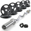 2 Inch EZ Curl Bar with 155LB Weights & Collar,350LBS Weight Capacity Curl Barbell for Bicep,Tricep and Weight Lifting Exercises