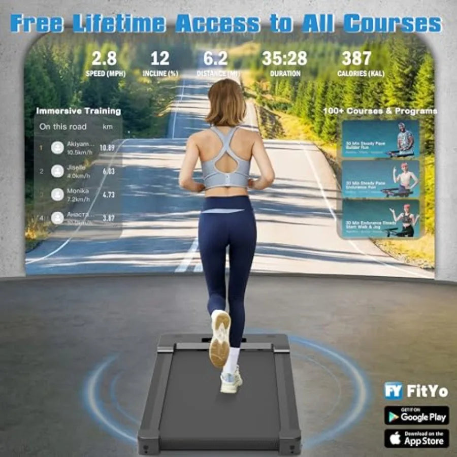 Under Desk Treadmill for Home Hiking with 12 9-Level Auto Incline 450 lbs Ccity Bluetooth Speaker Black 5 MPH