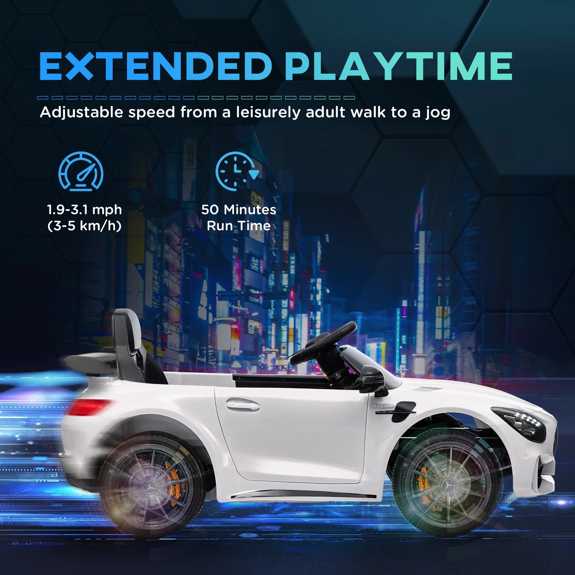 12V Kids Ride on Electric Car with Parent Remote Control LED Lights Music Player 1.9-3.1MPH for Ages 3-6 White, Built-In Music Player