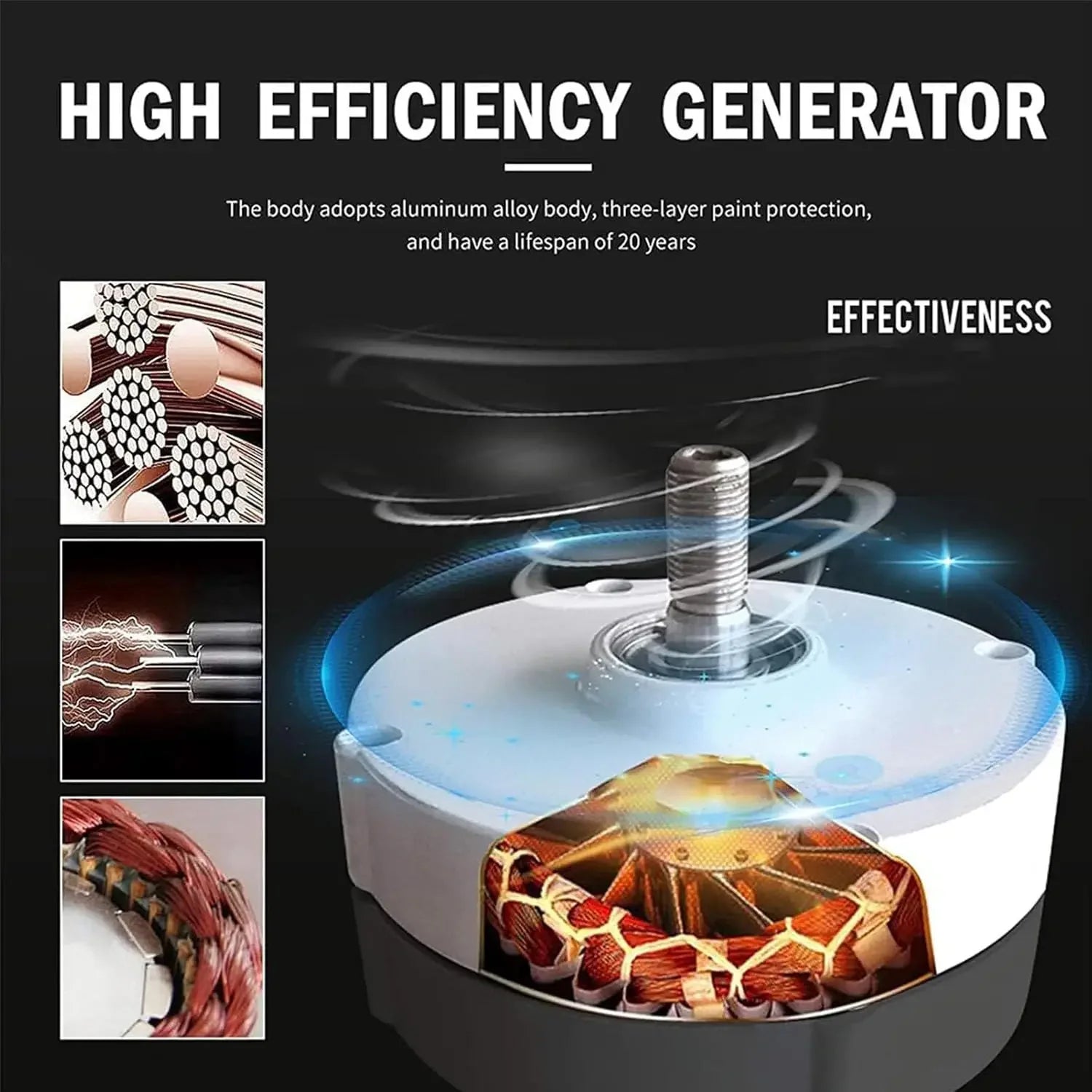 4000W Wind Turbine Generator,12V 24V 48V 220V with 3 Blades Wind Vertical Turbine Generator Permanent Magnet Generator Wind Turb