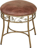 Eden Powder Coated Vanity Dressing Stool with Ember Glow Vinyl Cushion Seat
