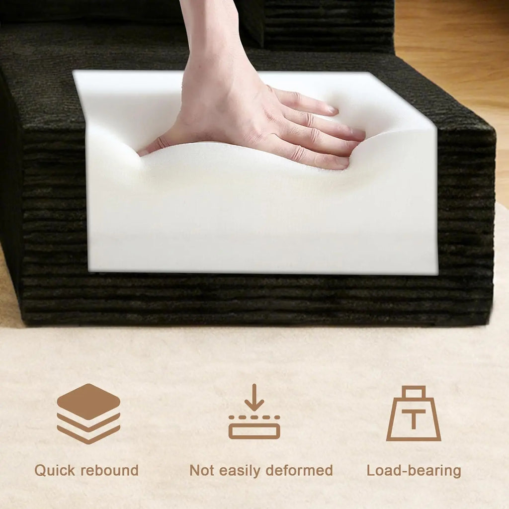 105.9in L-Shaped Modular Sectional Sofa Deep Seat Corduroy Memory Foam Living Room Furniture No Assembly, Customized