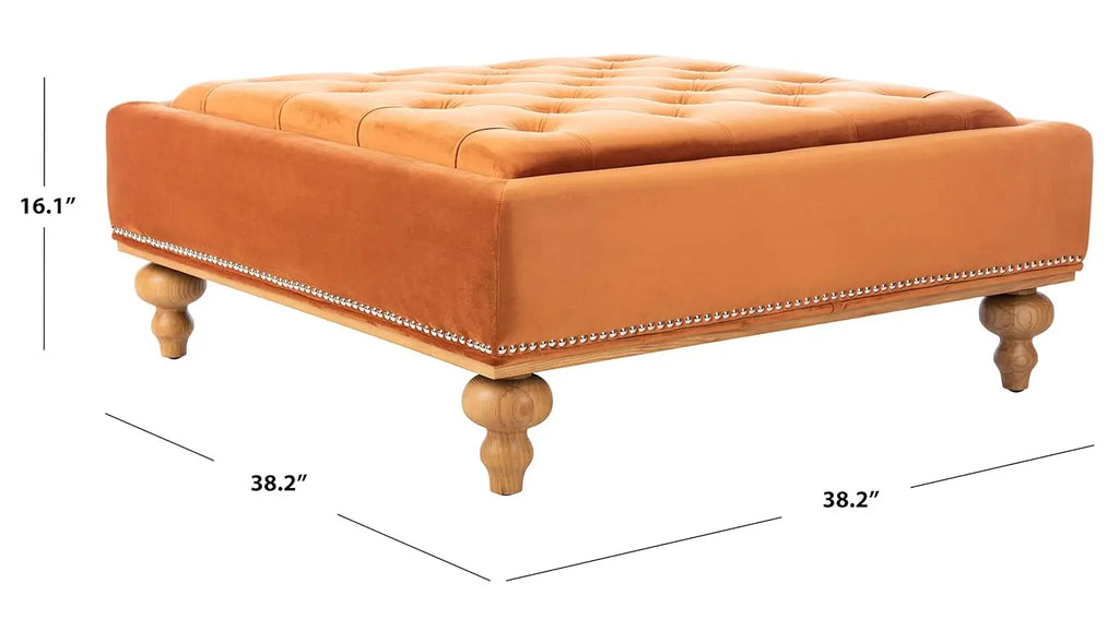 Couture Rosealina Sienna Velvet Tufted Silver Nailhead Ottoman, Customized