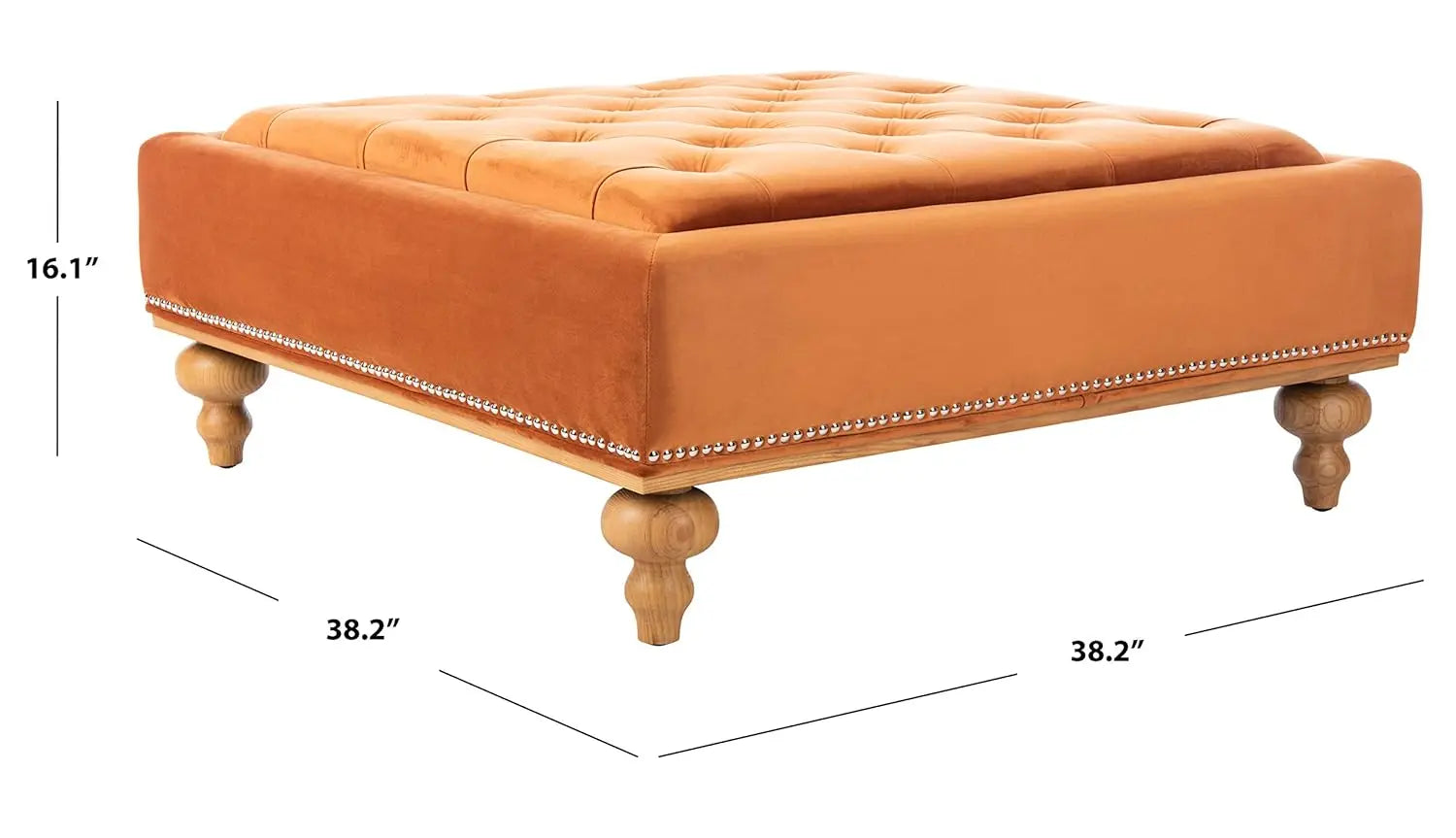 Couture Rosealina Sienna Velvet Tufted Silver Nailhead Ottoman, Customized