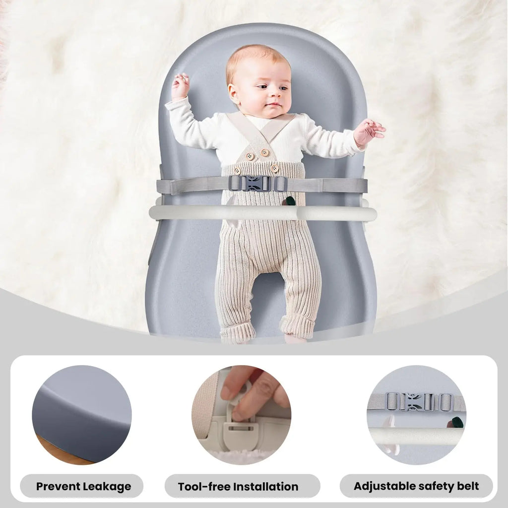 Baby Changing Mat with Safety Harness and Cat Ear Toys Shelf, Anti Roll Wedge Baby Changing Pad, Easy Wipe Clean Waterproof