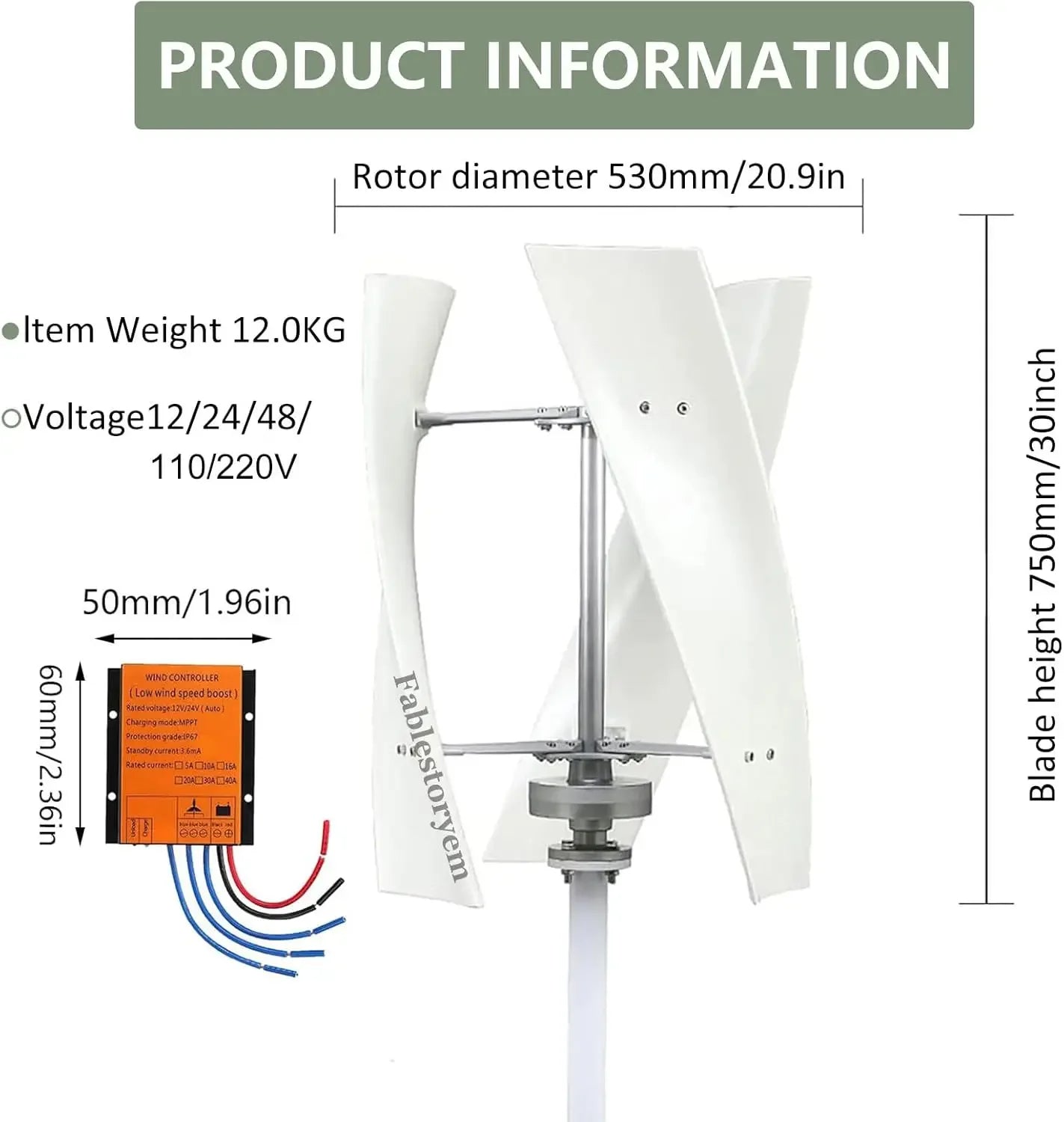 14000W Wind Turbine Generator Kit with MPPT Controller,12V/24V/48V/110V/220V Wind Turbine Vertical Wind Generator Kit, Electrici