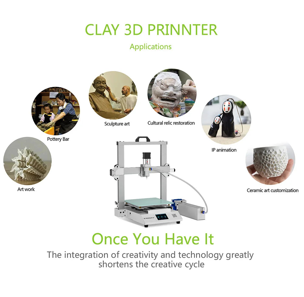 Ceramic Clay 3d Printer Moore 2 Pro Exclusive OSG Dual Core Guide Rail 255*255*260mm Build Size Print 32 Bit Silent Mainboard