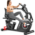 Pooboo Recumbent Exercise Bike for Home, Stationary Bike with Arm Exerciser, 16-Level Magnetic Resistance, Bluetooth App, LCD Monitor, 450LBS Capacity, Heart Rate, Heavy-Duty Frame, Low-Impact Cardio&Physical Therapy