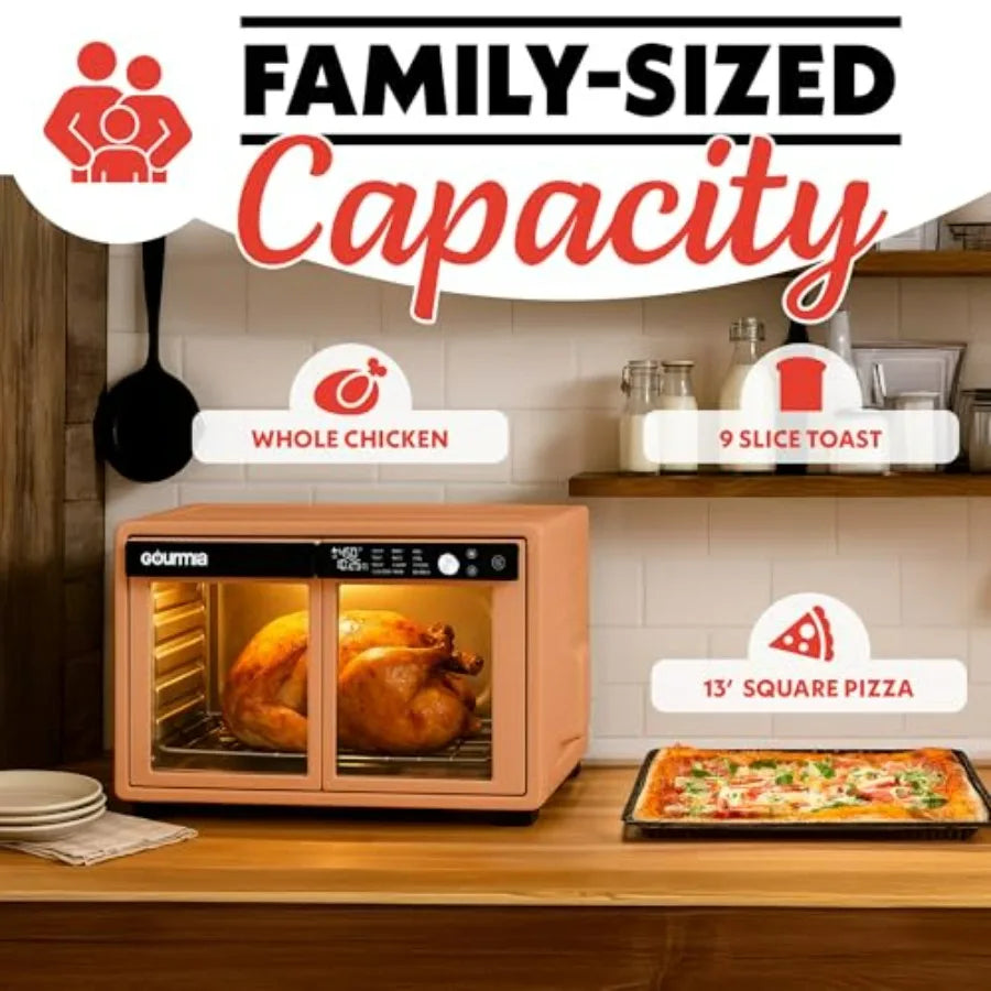 French Door Air Fryer Oven 37 Qt Large Ccity Convection Toaster Oven FryForce 360 Digital Display 12 Cooking Presets Dehydrate