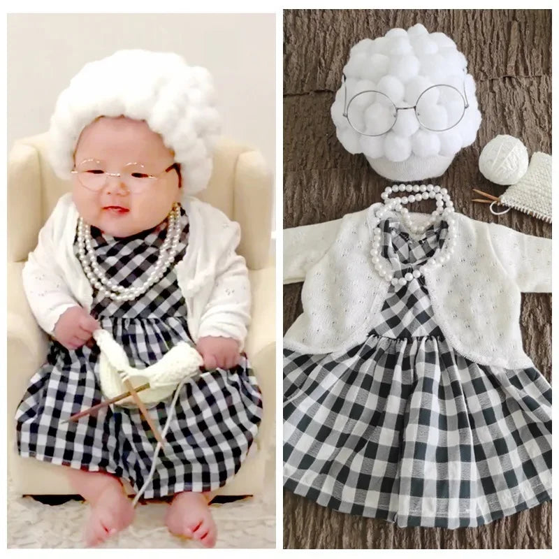 Newborn Photography Props Baby Girl Grandma Outfit Baby Boy Grandpa Costume Cosplay Clothes Infant Photo Shooting Newborn Outfit