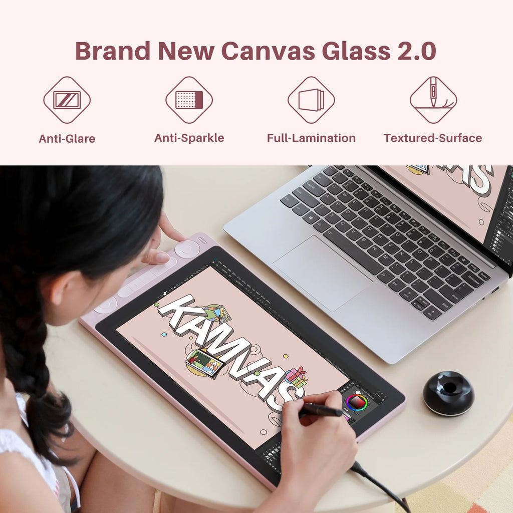 Huion Kamvas 13 (Gen 3) Portable Pen Display, 13.3" FHD Anti‑Sparkle Canvas Glass, 16384 Pressure Levels,for Digital Art & Desig