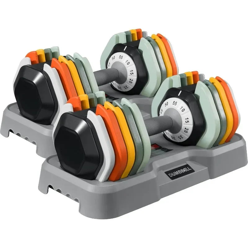 AOTOB 25/55 LBS Adjustable Dumbbell Set, Anti-Slip Fast Adjusting with Turning Handle, Adjustment for Men and Women