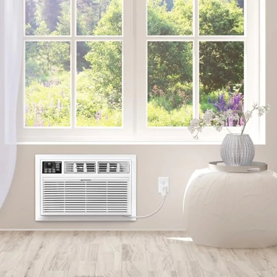 Through the Wall Air Conditioner for Living Room Bedroom Kitchen, 8000 BTU White Unit with Dehumidifier and Remote Control, Coo
