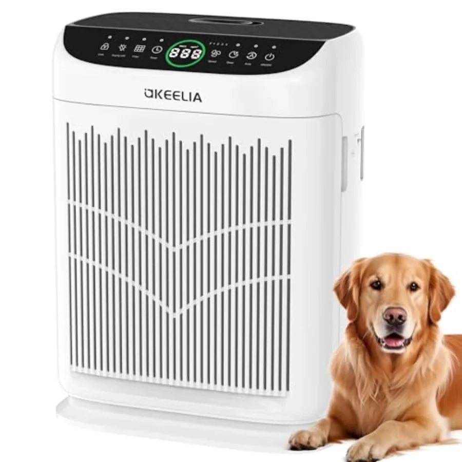 Air Purifiers for Home Large Room Up to 3000 Ft² with Washable Filters, AKEELIA HEPA Double-Sided Air Purifier with PM2.5 Air Q