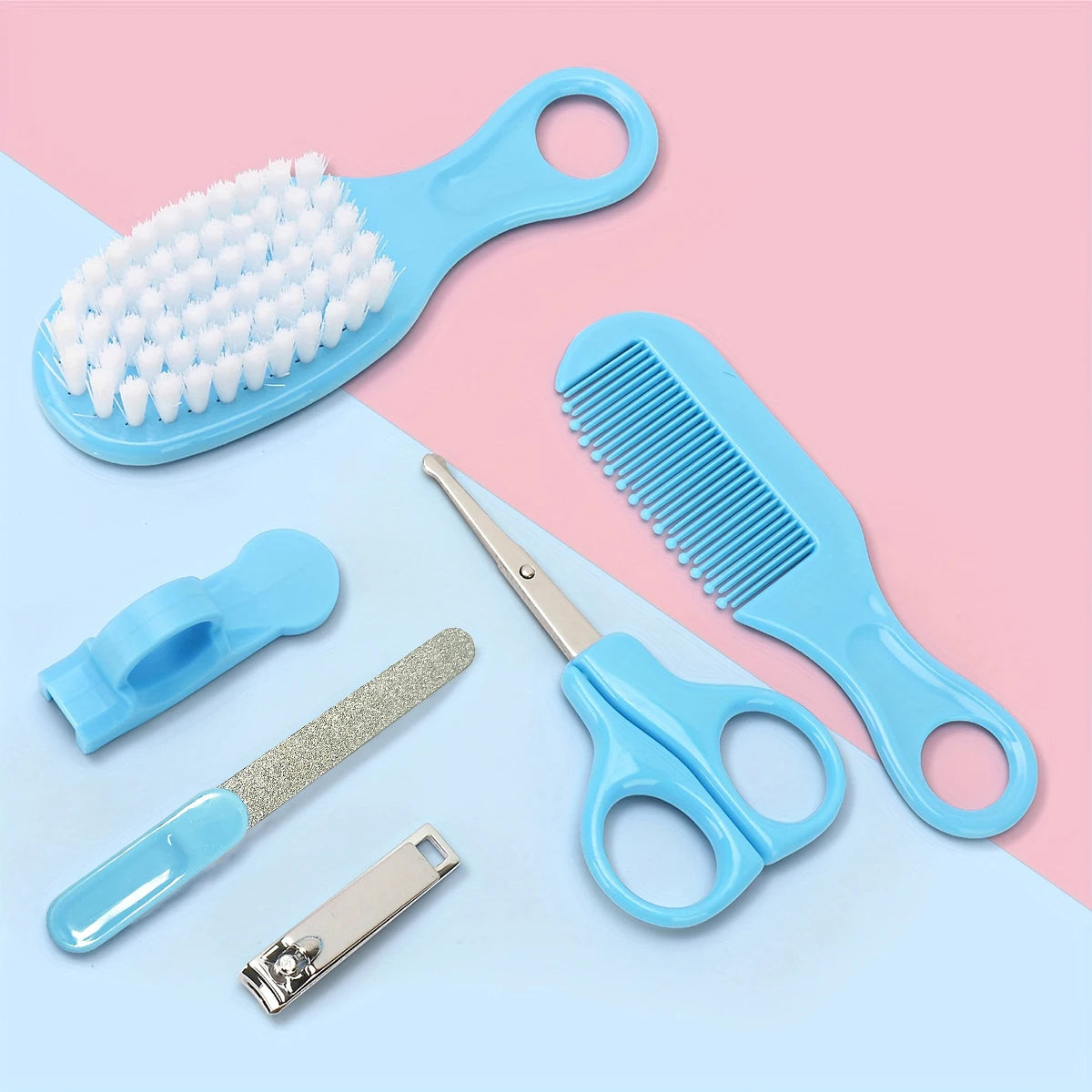 Baby Hygiene Care Set 6Pcs, Hair Tools & Nail Clipper, Plastic Grooming Kit, Great Gift for Kids