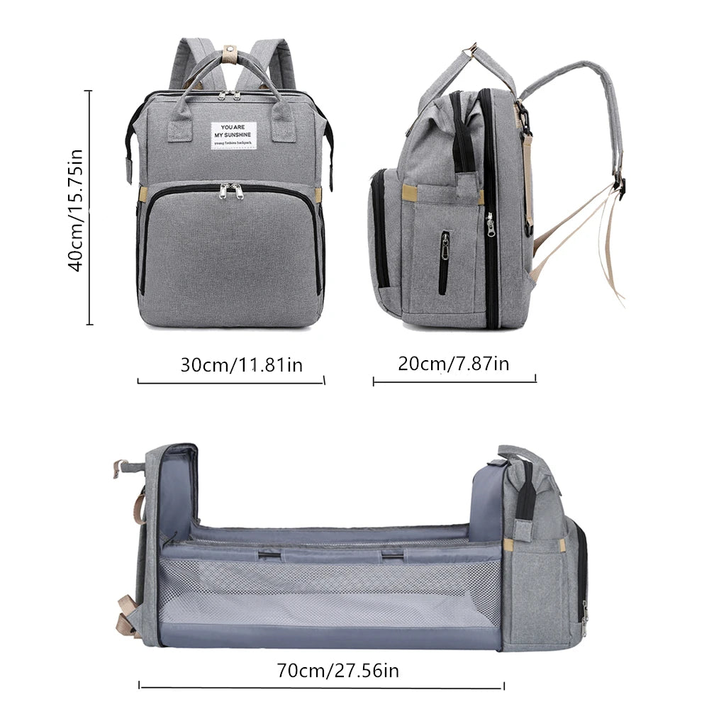 Folding Mommy Bag Lightweight Portable Folding Crib Bed Large-Capacity Baby Backpack Female Mommy Outting Bag Mummy Bag