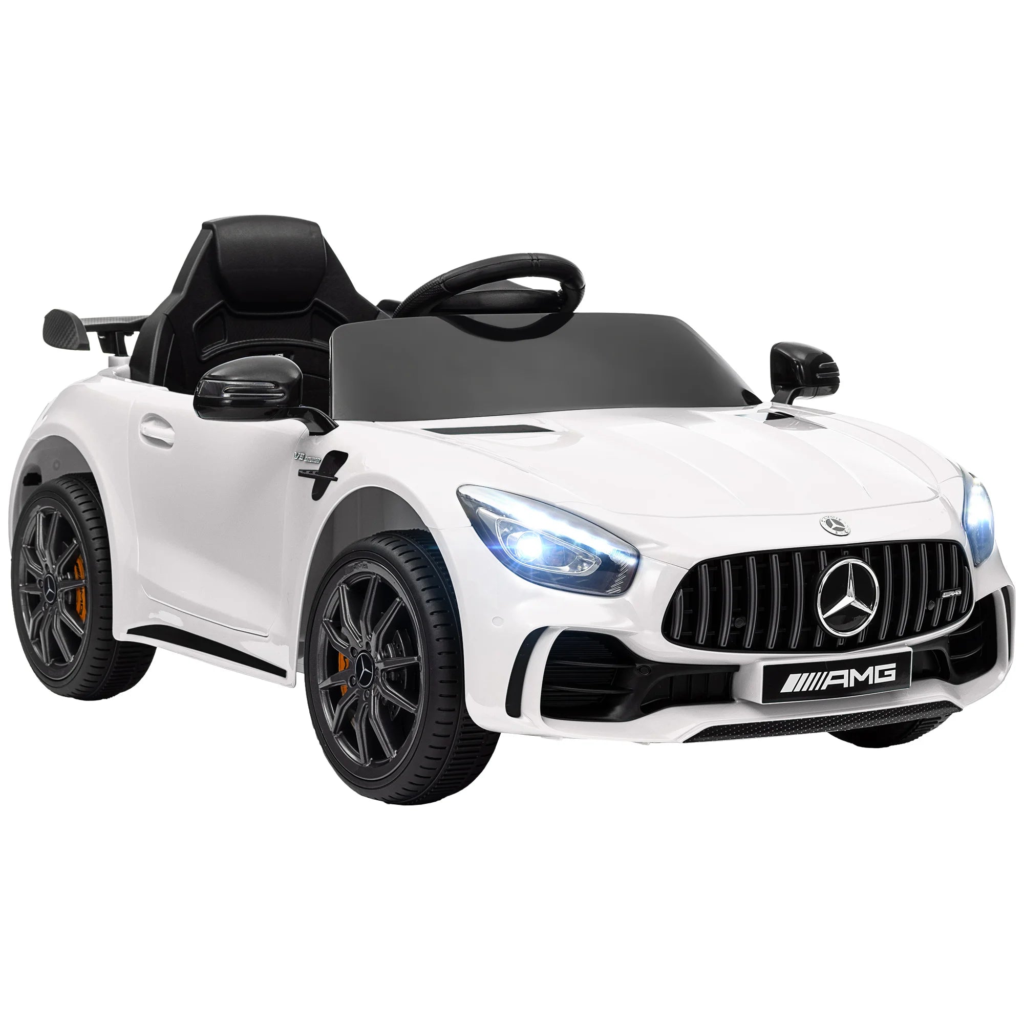 12V Kids Ride on Electric Car with Parent Remote Control LED Lights Music Player 1.9-3.1MPH for Ages 3-6 White, Built-In Music Player
