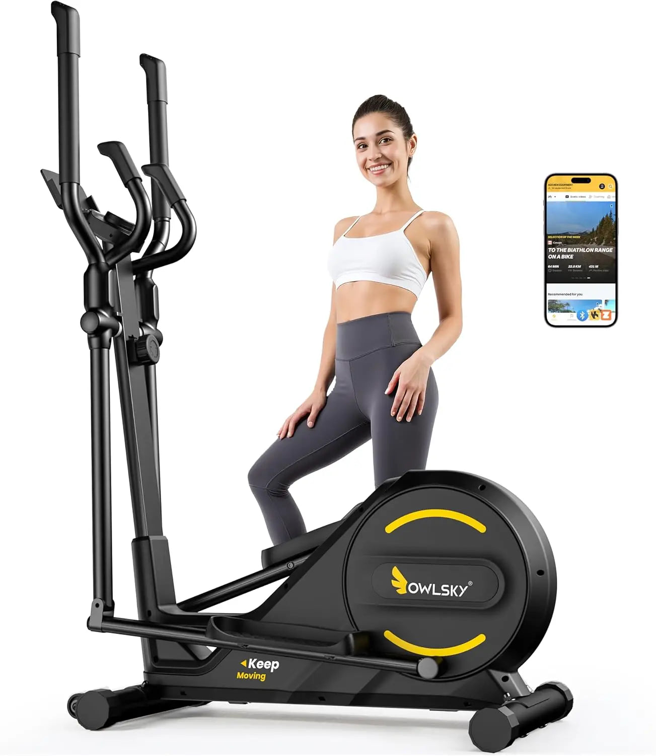 Home Use Elliptical Machine, Magnetic Resistance, Black, Ultra-Quiet & 16 Resistance Levels