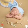 Newborn Photography Props Summer Swimsuit with Headband Beach Theme Set Decors Backdrop for Studio Photoshoot Photo Clothing