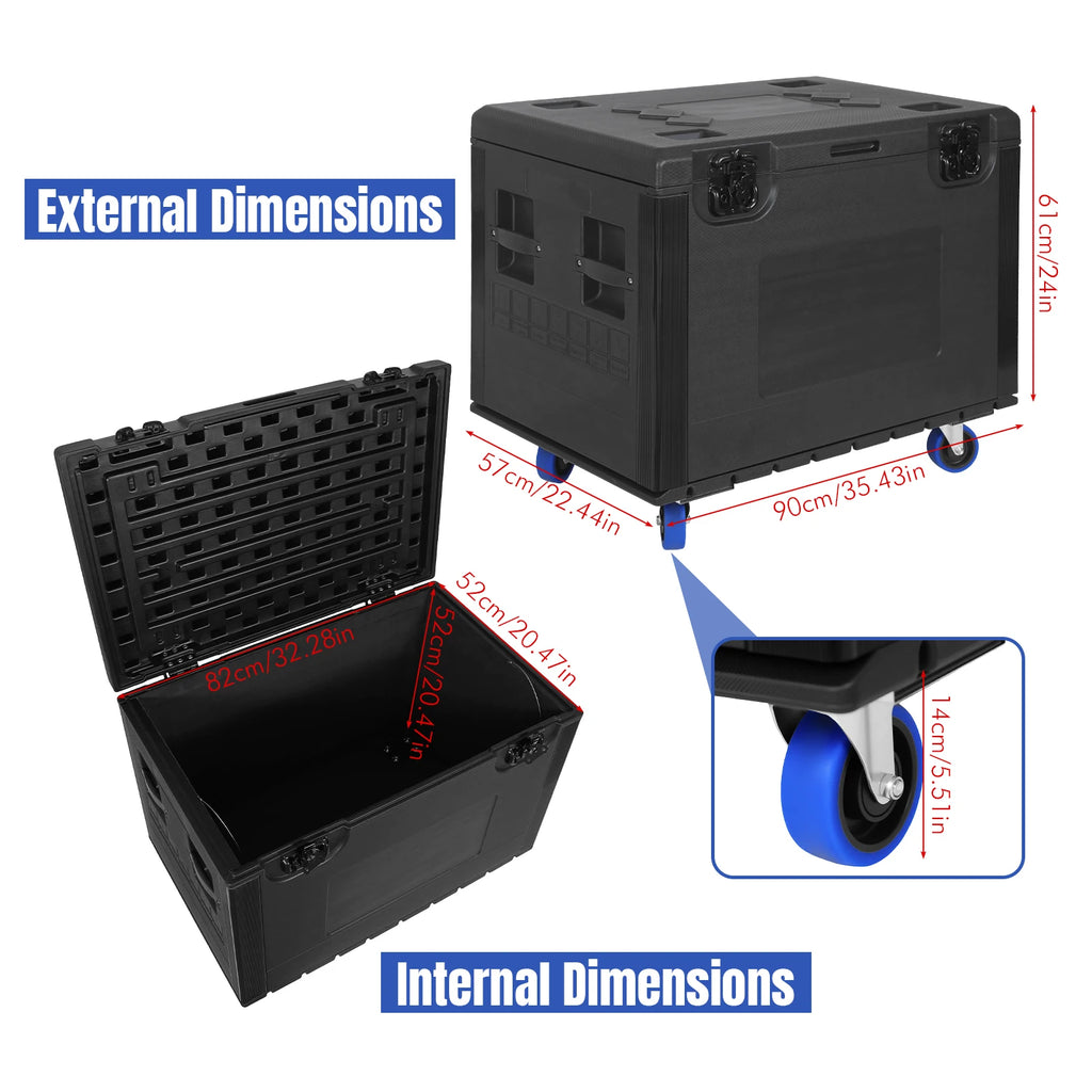 Professional Wires Spare Parts Box with Wheels for Pro Audio & DJ Equipment Storage Stack Flight Case Waterproof 35x22x24 Inches