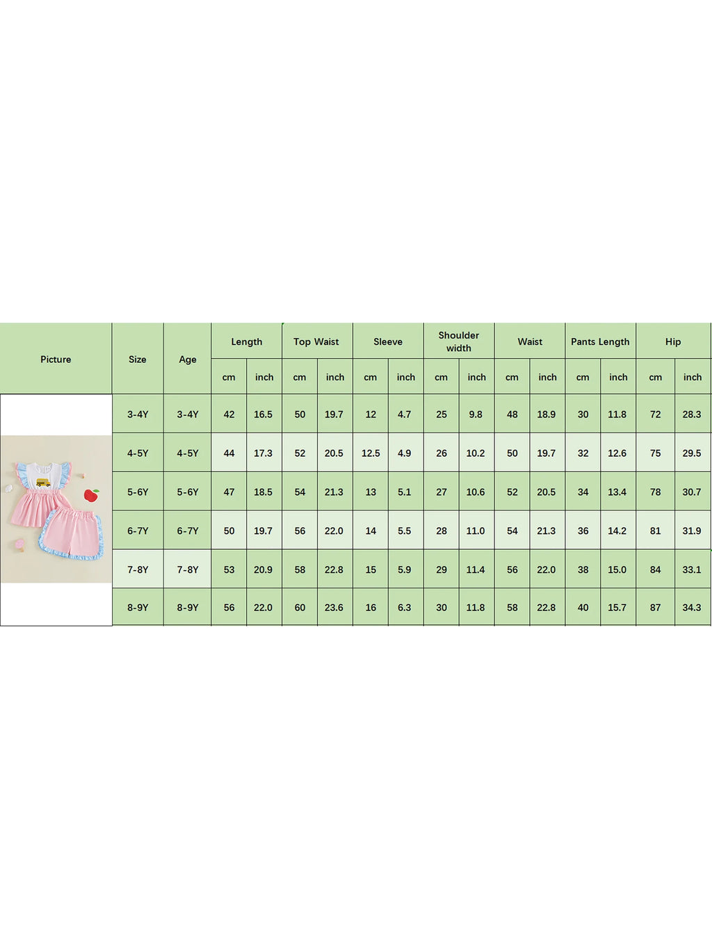 Girls Back To School Outfits School Bus Applique Flutter Sleeve Babydoll Top and Ruffled Shorts 2 Piece Summer Set - Adorable