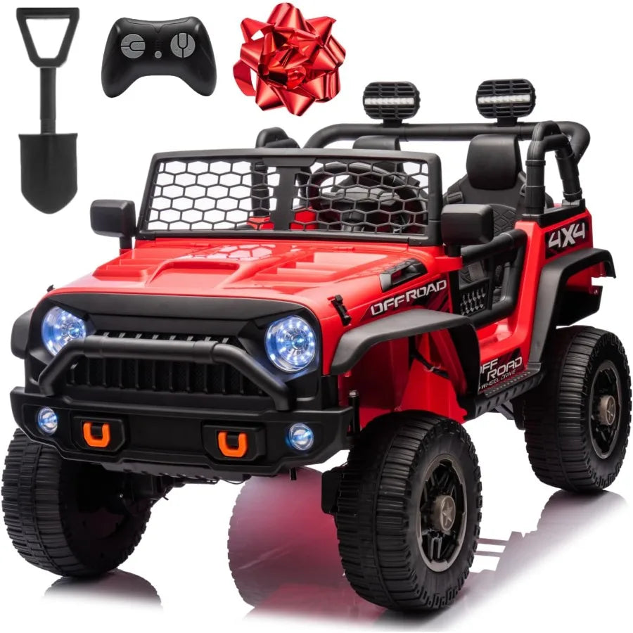 24V XL 2 Seater Ride On Toys Car for Big 4WD/2WD Switchable Electric Truck w/20'' Wide Seat Remote Control 4-Wheeler Suspension
