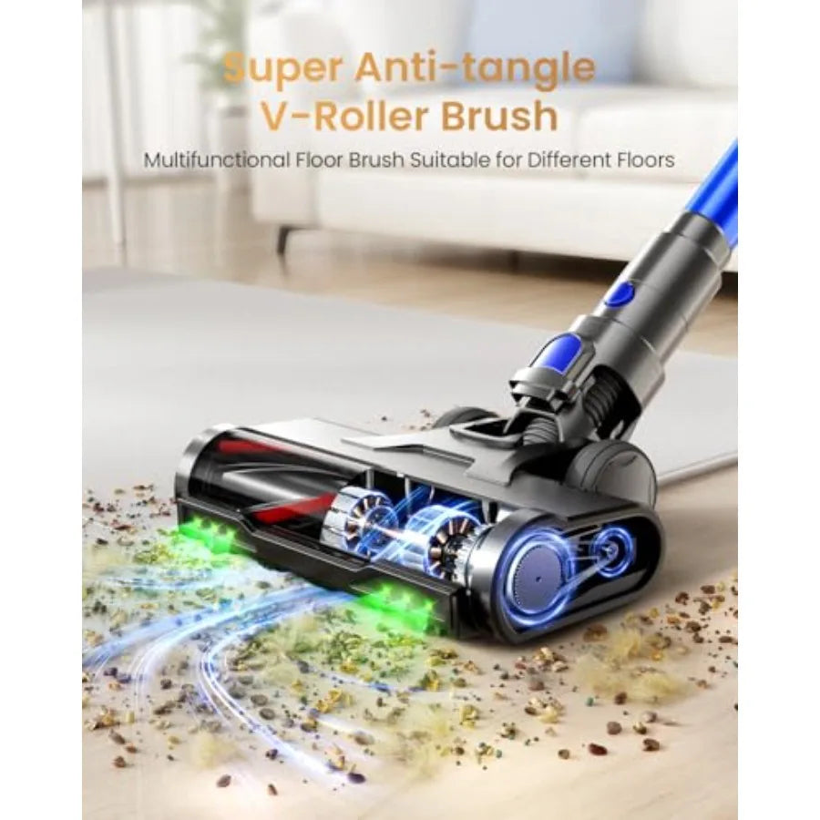 Cordless Vacuum Cleaner for Home Use, ABS Plastic, Black, 650W Power with 55KPA Suction, 70-Min Runtime, Self-Standing Design,