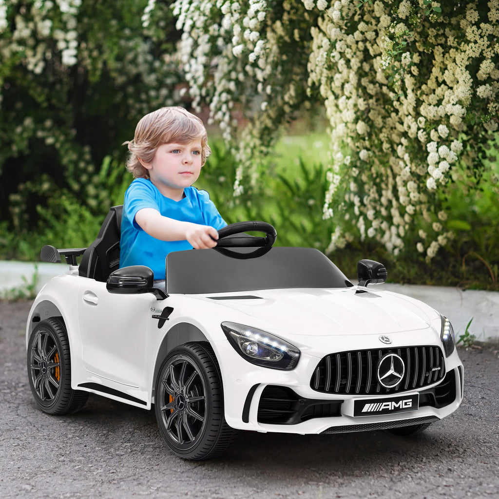 12V Kids Ride on Electric Car with Parent Remote Control LED Lights Music Player 1.9-3.1MPH for Ages 3-6 White, Built-In Music Player