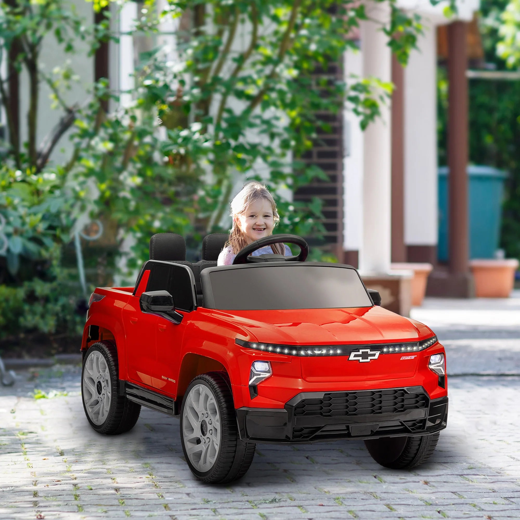 12V Kids Ride on Electric Car with Parent Remote Control Suspension LED Lights Music Player 0.8-2MPH for Kids Red, Built-In Music Player