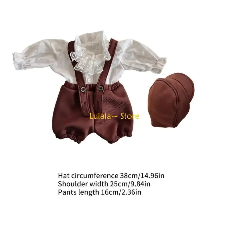 Y4QA 3Pcs Baby Photo Props Romper Infant Newborn Photography Vintage Shirt Shorts Hat Set Monthly Boys Clothes Baby Outfits