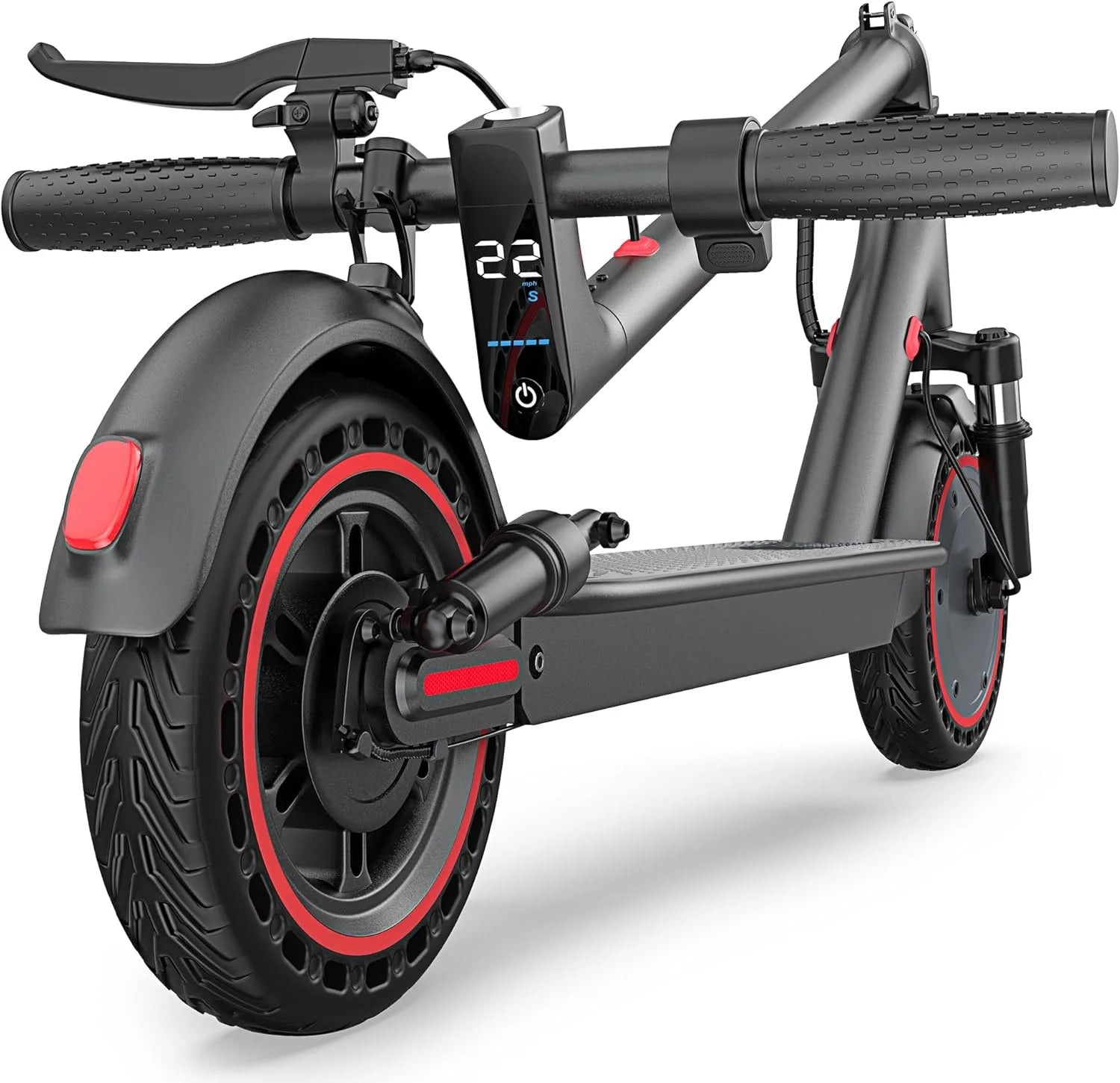 10”Honeycomb Tires Electric Scooter 42V 10.5Ah Battery 22MPH Max Speed 22Miles Max Range Dual Braking & Suspension APP Control