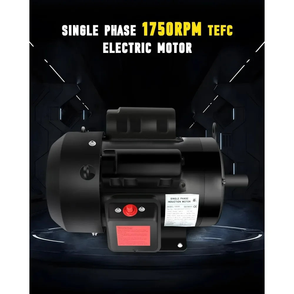 5 Horsepower Industrial AC Electric Motor, Farm Duty 184T Frame, 1750 RPM TEFC, 208-230V, 28.5-27.0 Amps, CW/CCW Rotation