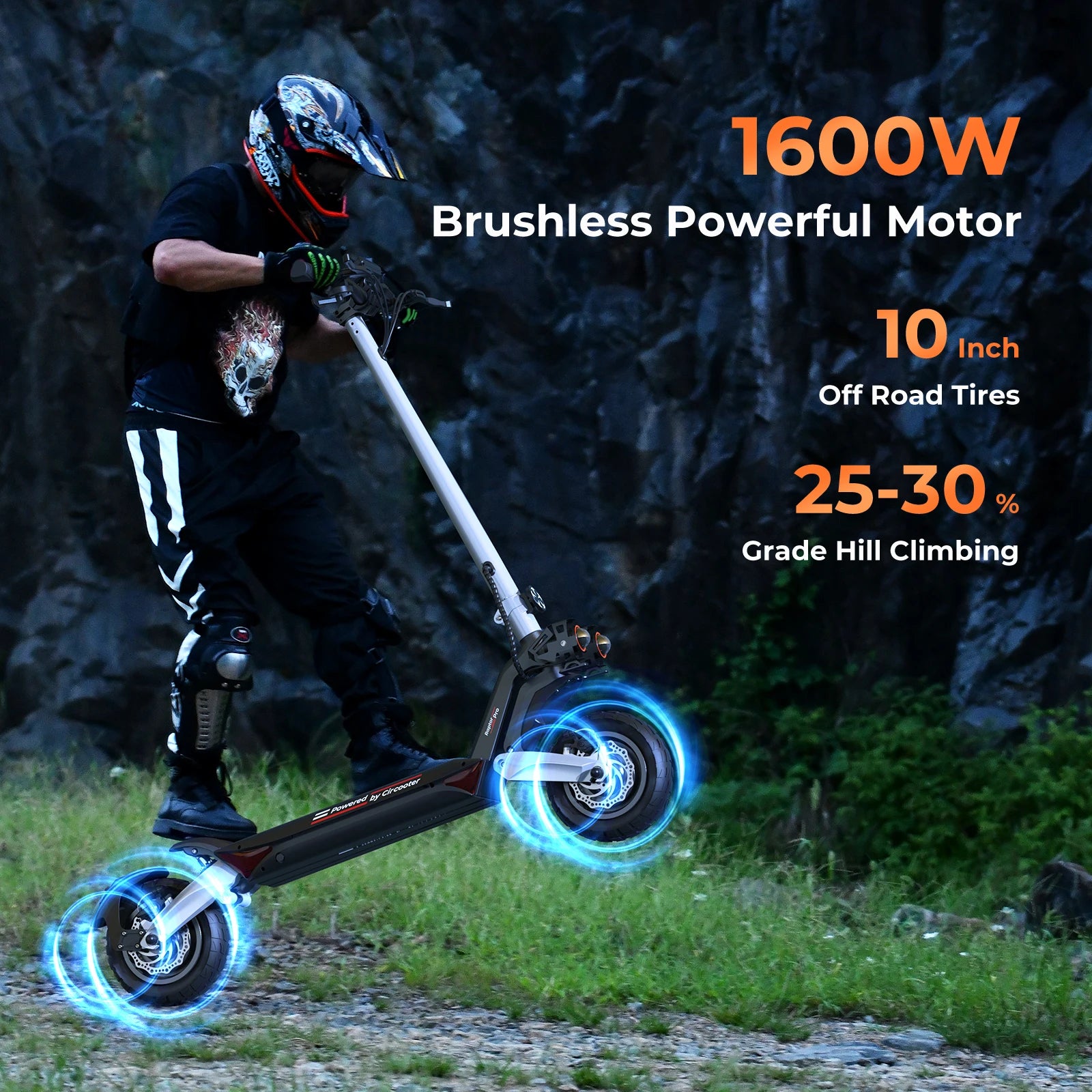 Circooter Raptor pro adult escooter, 1600W motor, folding E-scooter, 10-inch tire, E-mountain scooter, electric scooter