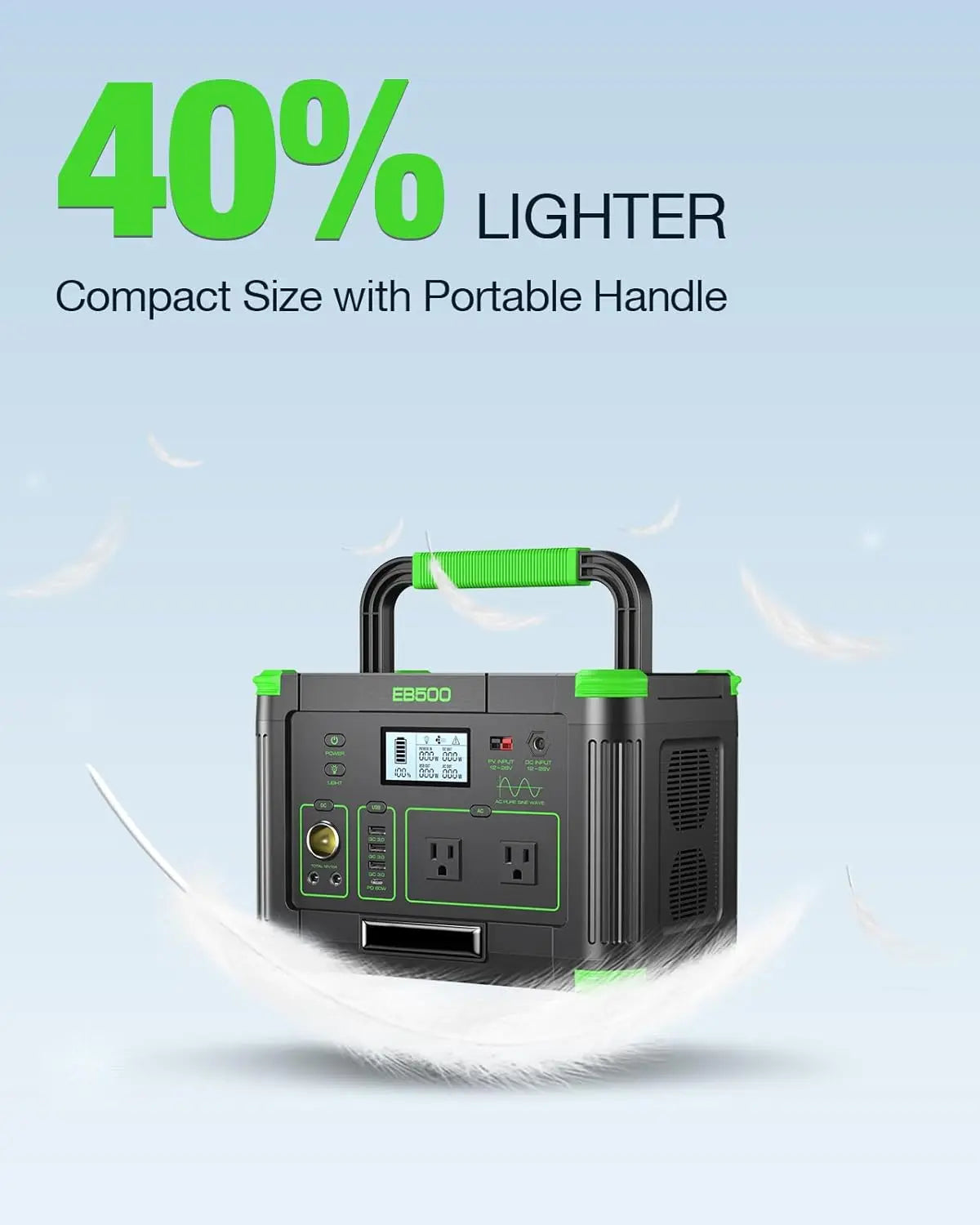 500W Portable Power Station with 100W Solar Panel, 519.48Wh Solar Generator Kit with 60W USB-C PD Output, 120V Pure Sine Wave AC