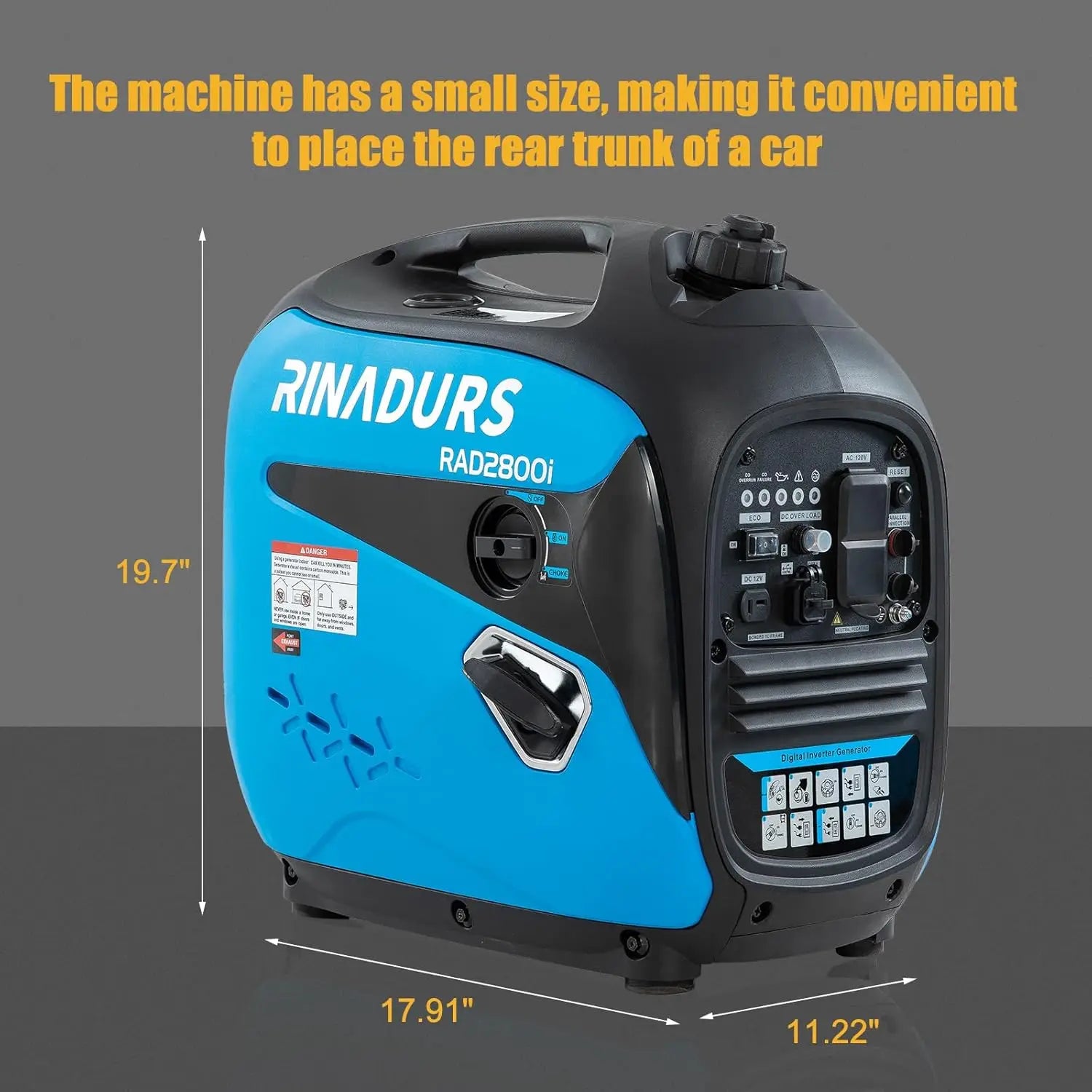 2800 Watt inverter generator, quiet and portable, suitable for home backup power, outdoor camping, and construction sites.EPA Co
