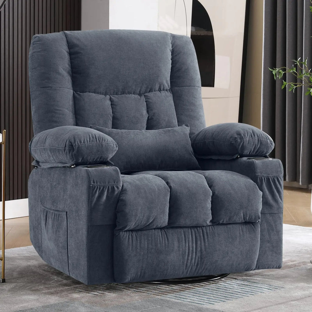 BOSMILLER Massage Swivel Rocker Recliner Chair with Vibration Massage and Heat Ergonomic Lounge Chair for Living Room