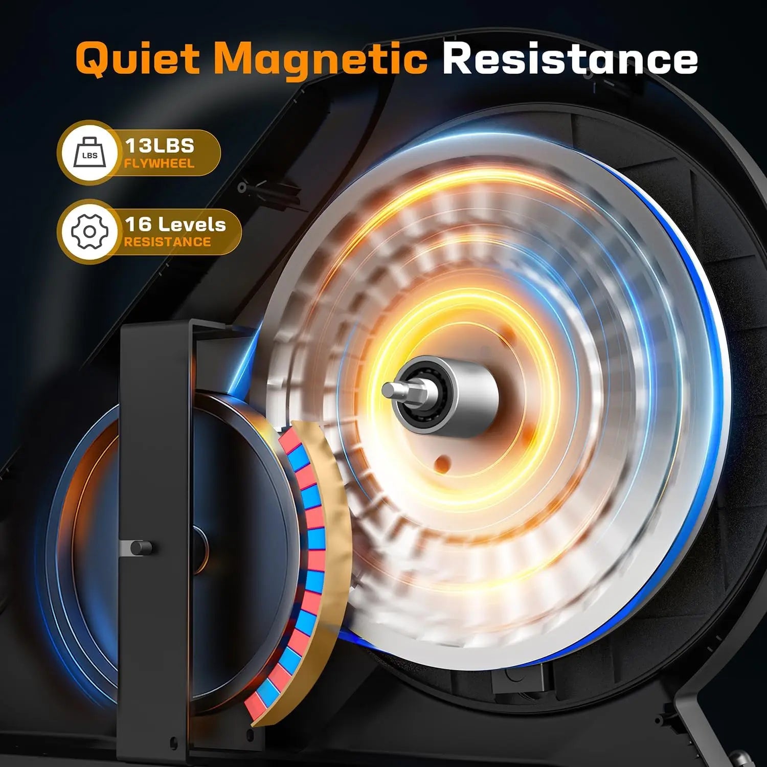 Home Use Elliptical Machine, Magnetic Resistance, Black, Ultra-Quiet & 16 Resistance Levels