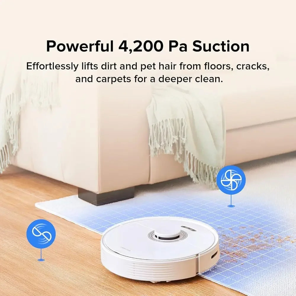 Auto-Empty Robot Vacuum and Mop for Hands-Free Cleaning, APP-Controlled, 4200Pa Suction, 180min Runtime