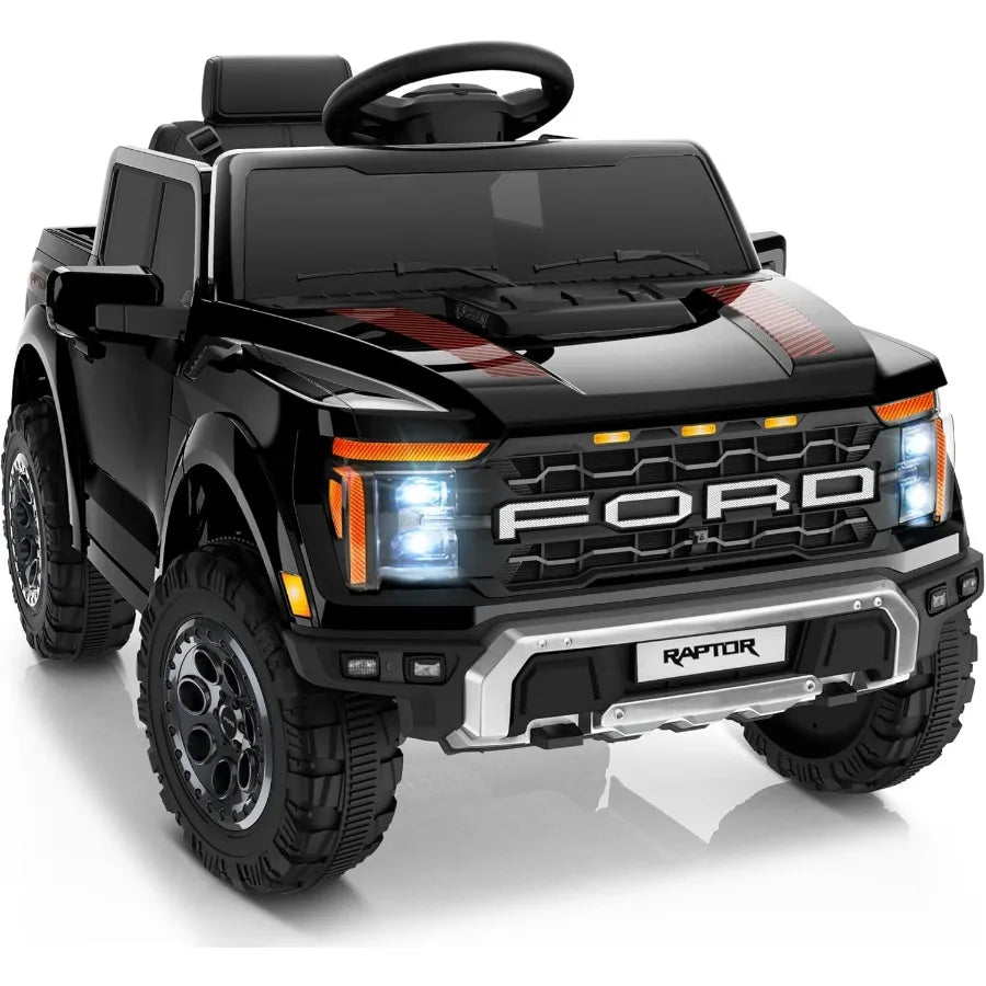 12V Licensed Raptor Kids Ride on Toy, Ride on Truck with Parent Remote Control, Electric Car for Kids with Truck Bed Storage, 3