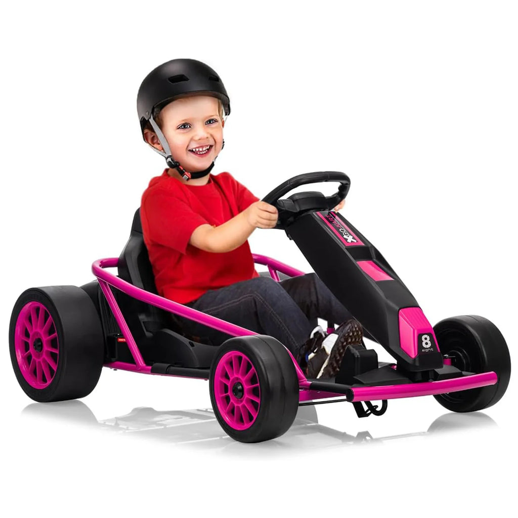 24V 9Ah Kids Ride On Go Kart Toy,High Speed 8.1MPH Drifting Car with 2x300W Motors Full Metal Frame,Music,for Kids 86-12 Years