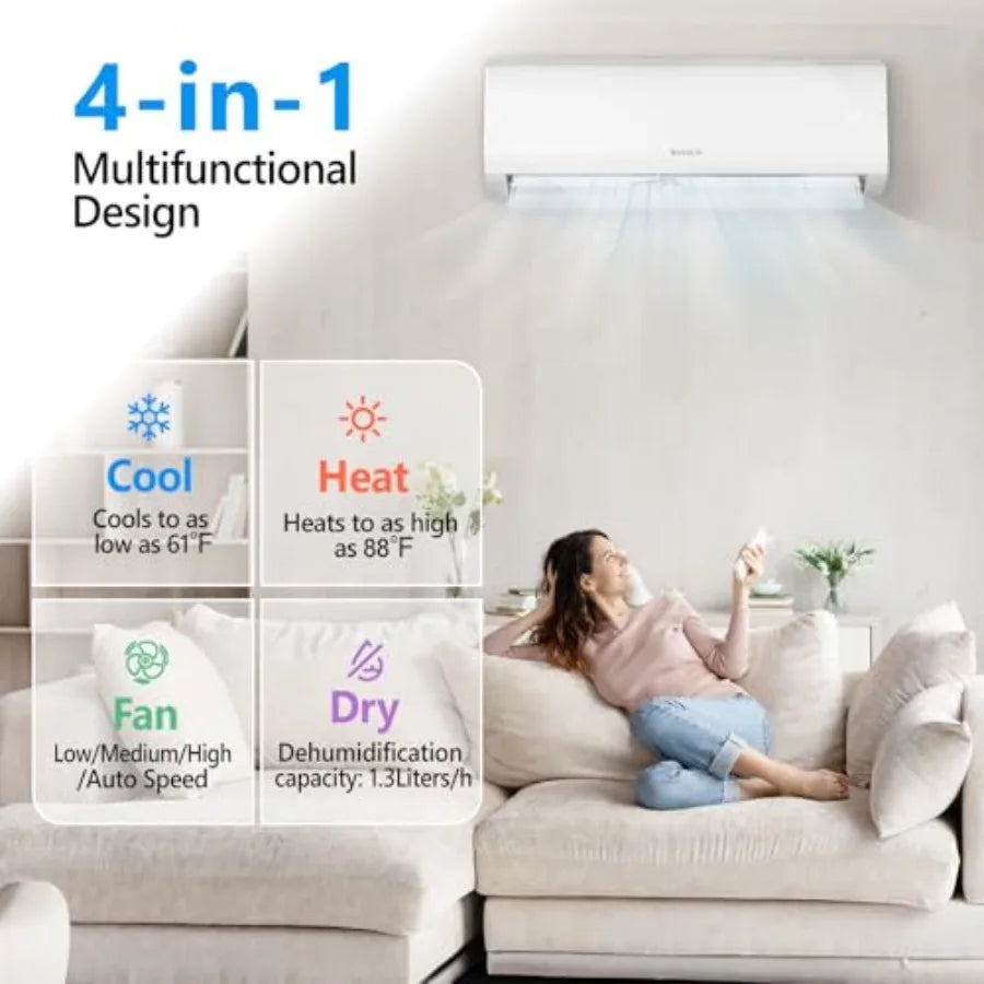 24000 BTU Mini Split Air Conditioner Indoor Unit Only, 230V Ductless Wall Mounted Air Handler for residential use, white ABS pl