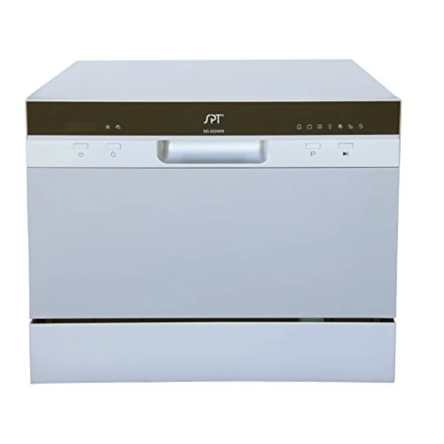 Compact Countertop Dishwasher with Delay Start for Kitchen Use Stainless Steel Interior Silver Color 6 Place Settings Rack Ener