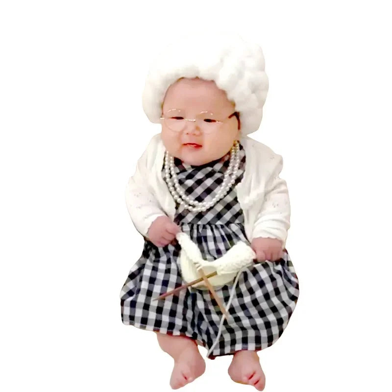 Newborn Photography Props Baby Girl Grandma Outfit Baby Boy Grandpa Costume Cosplay Clothes Infant Photo Shooting Newborn Outfit