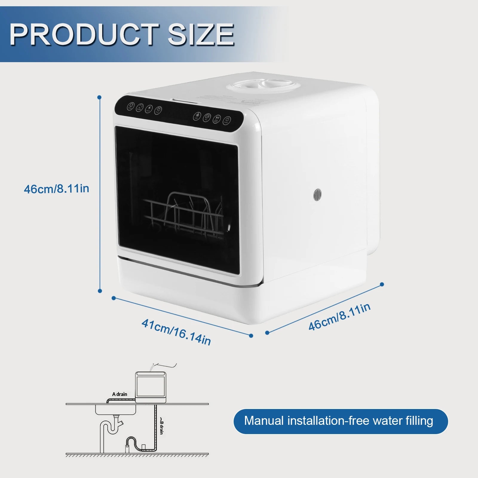 Mini Dishwasher with 6L Built-in Water Tank Automatic Dishwasher No Hookup Needed High-Temp& Air-Dry Function for Apartments