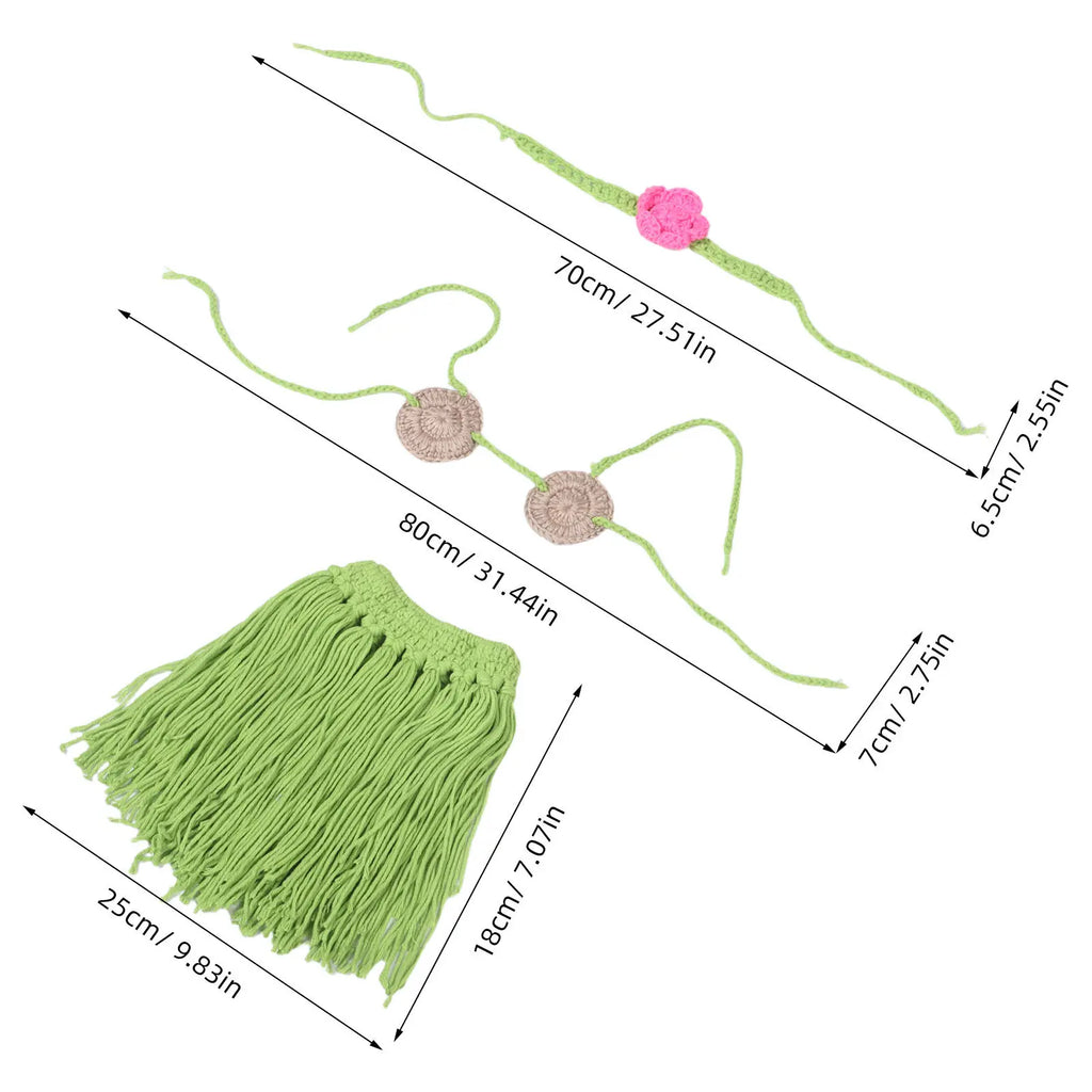 1Set Newborn Photography Props Baby Luau Outfit Straw Skirt Headband Toddler Photo Shoot Costume Infant Photoshoot