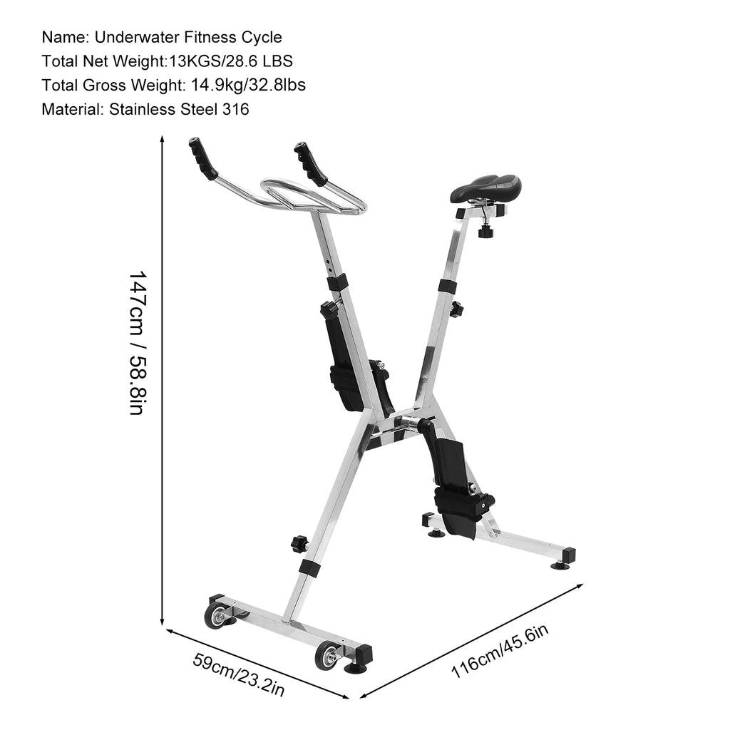 Aquatic Bike Pool Exercise Water Bike Workout Equipment Machine, Aquatic Cycle Swimming Pool Bike for Fitness Centers, Home Gym