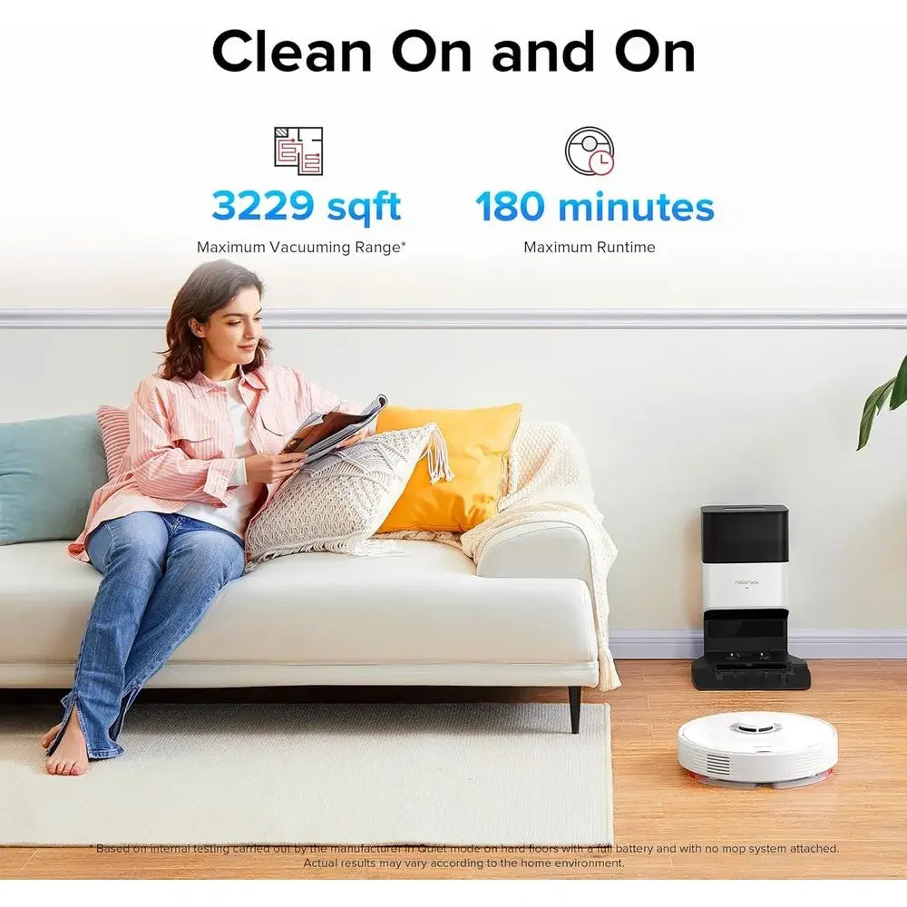 Auto-Empty Robot Vacuum and Mop for Hands-Free Cleaning, APP-Controlled, 4200Pa Suction, 180min Runtime
