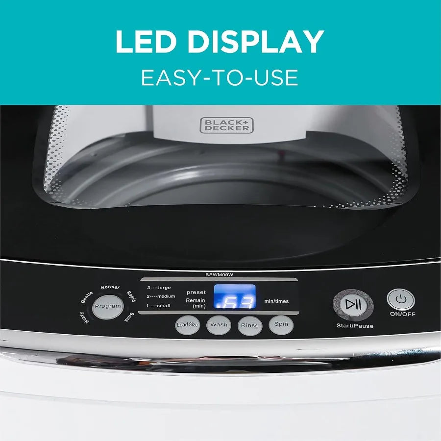 0.9 Cu. Ft. Portable Washer 6.6 lb Capacity for Homes Apartments 5 Wash Cycles Quick Connect Sink Adapter and Drain Hose Includ